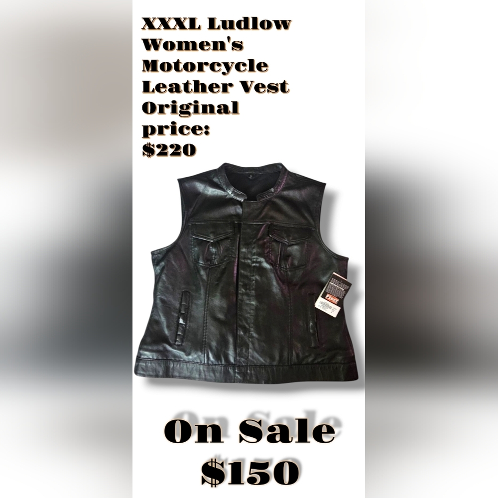 Women's Black Leather Motorcycle Vest